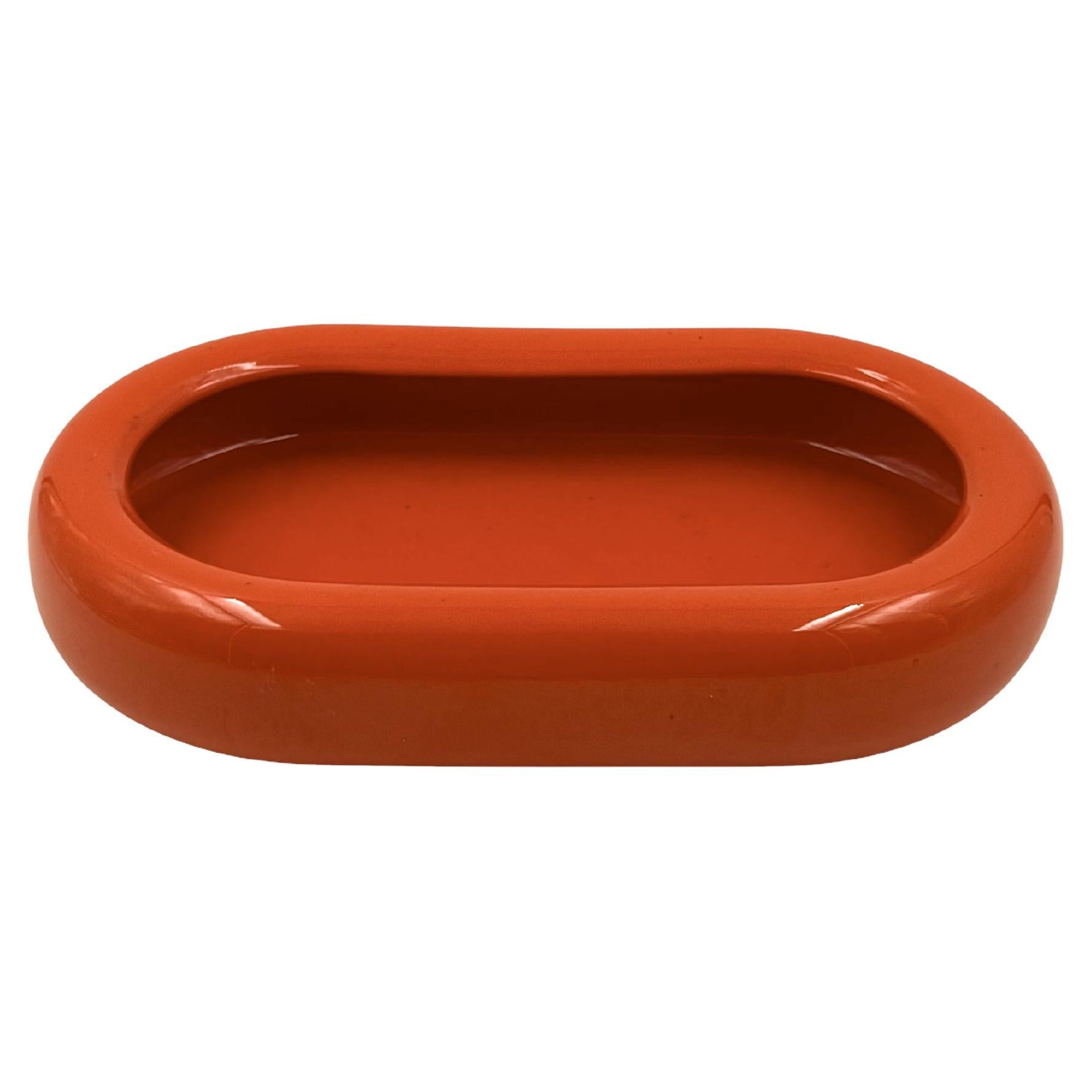 Space age orange ceramic tray / vide poche, Italy ca. 1970