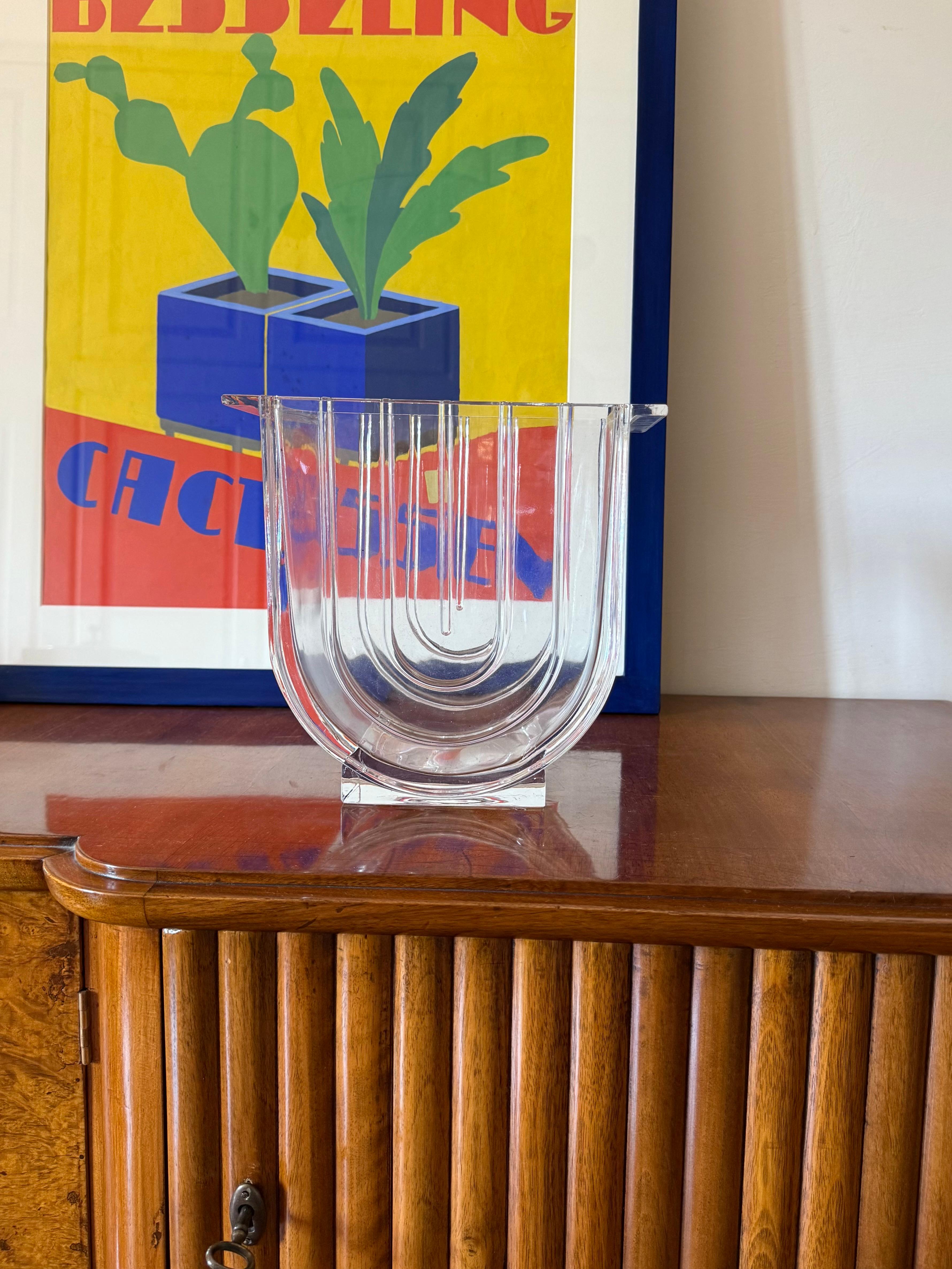 Mid-Century moderno Modern crystal vase / ice bucket, Laura Griziotti for Arnolfo di Cambio 1968 in vendita