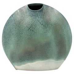 Mid-century modern blue ceramic solifleur vase, France 1970
