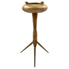 Aldo Tura, rare cream parchment floor ashtray, Italy 1950s