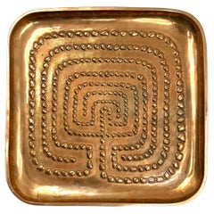 Modern solid brass tray / vide poche, Atelier Ventrella Italy 1980s