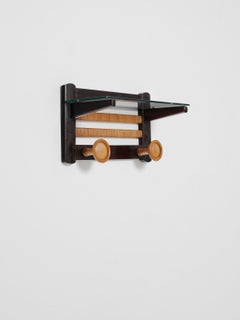Art Deco wooden wall coat hanger, Italy, 1940s