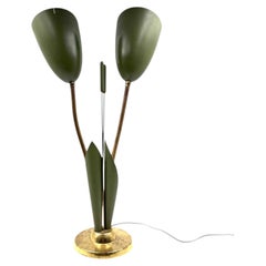Lámpara de dos luces de estilo «mid-century modern» con forma de lirio verde, Italia, hacia 1950