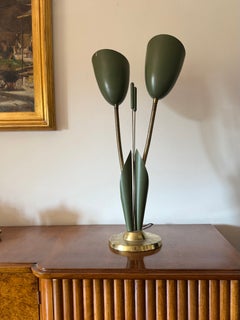 Lámpara de dos luces de estilo «mid-century modern» con forma de lirio verde, Italia, hacia 1950