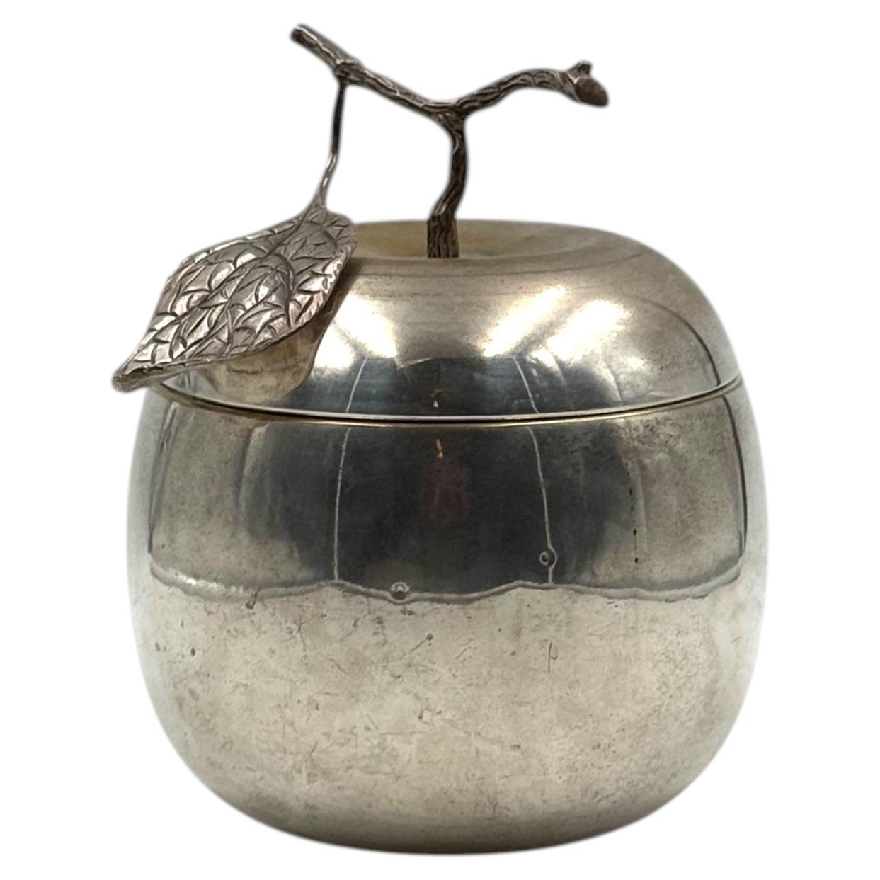 Modern silver-plated Apple wine cooler / ice bucket, Teghini, Florence, Italy, 1970s For Sale