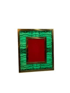 Mid-century faux malachite picture frame, Italy 1970s