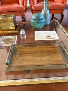 Plateau en laiton en forme de bambou, style Hollywood Regency, Italie, années 1970