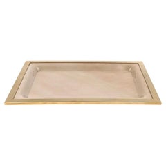 Hollywood regency cream colored lucite tray, Italy 1970s