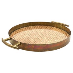 Luxuriöses Tablett aus Strohglas im Hollywood-Regency-Stil, Wien, Italien 1970
