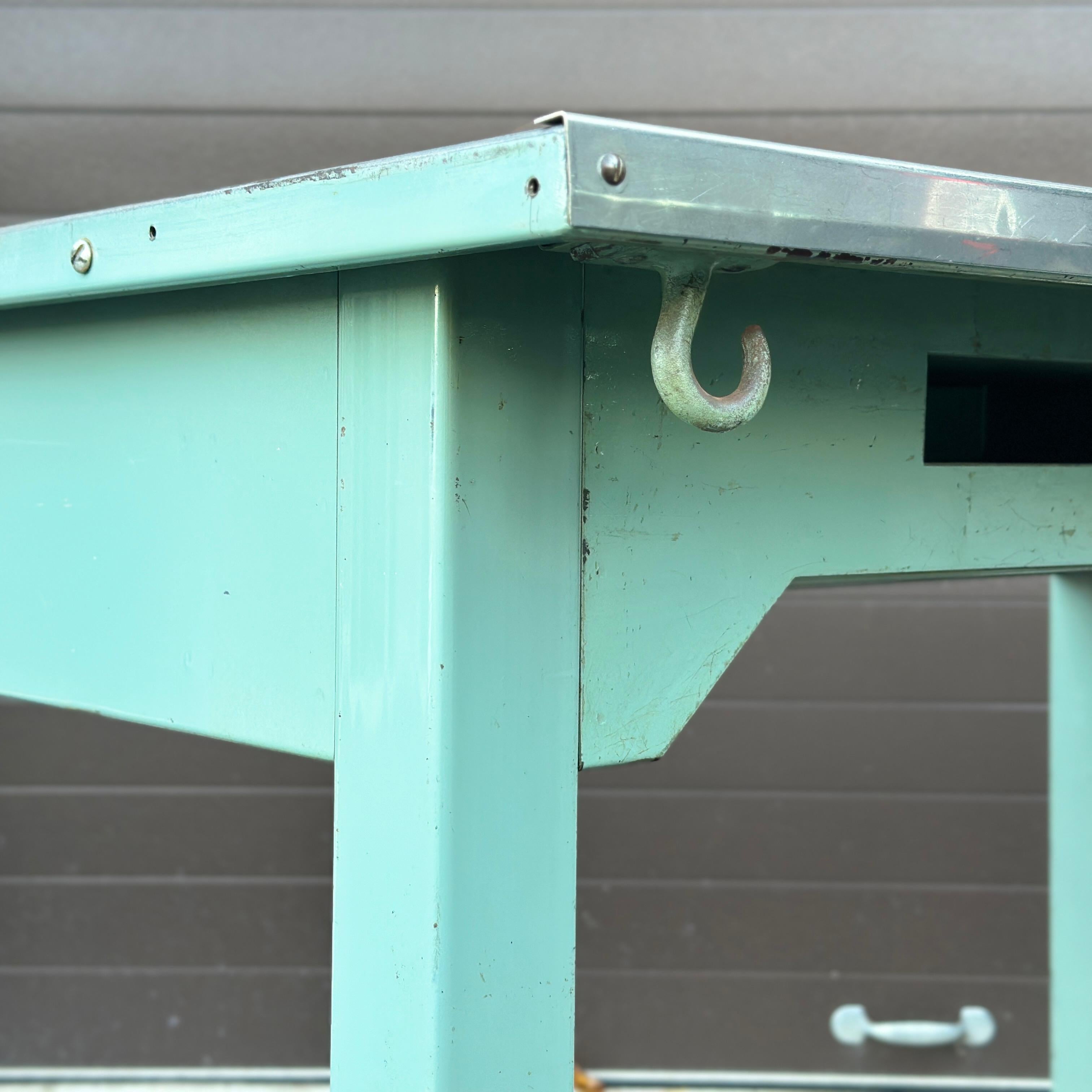 20th Century 1950's Post Office Steel Industrial Mail Sorting Desk Workstation Table For Sale