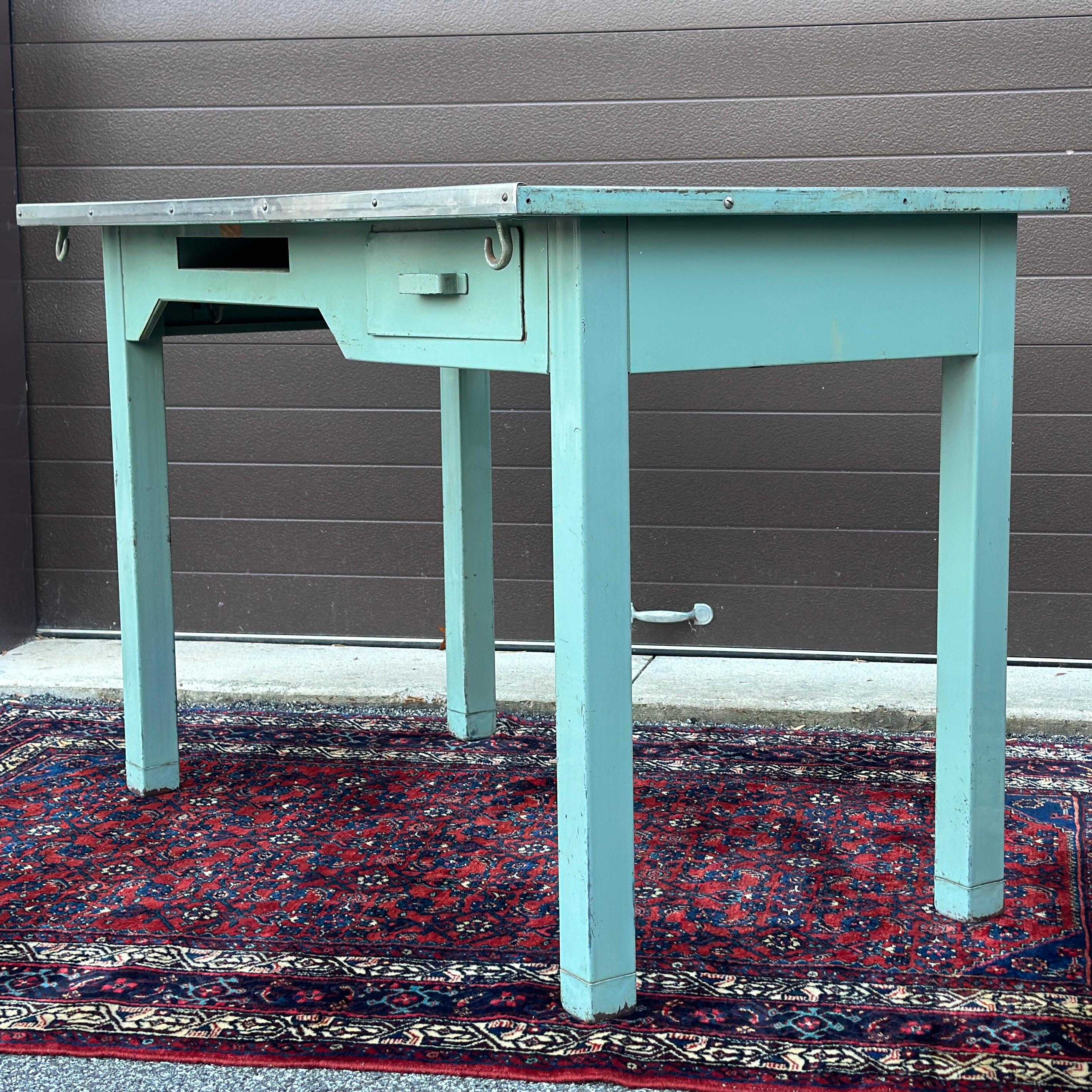 1950's Post Office Steel Industrial Mail Sorting Desk Workstation Table For Sale 3