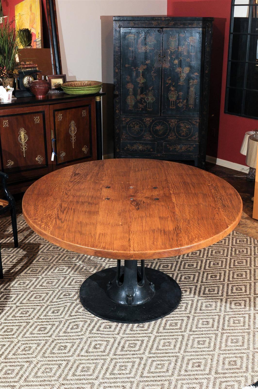 Iron Early 20th Century French Industrial Oak Oval Table