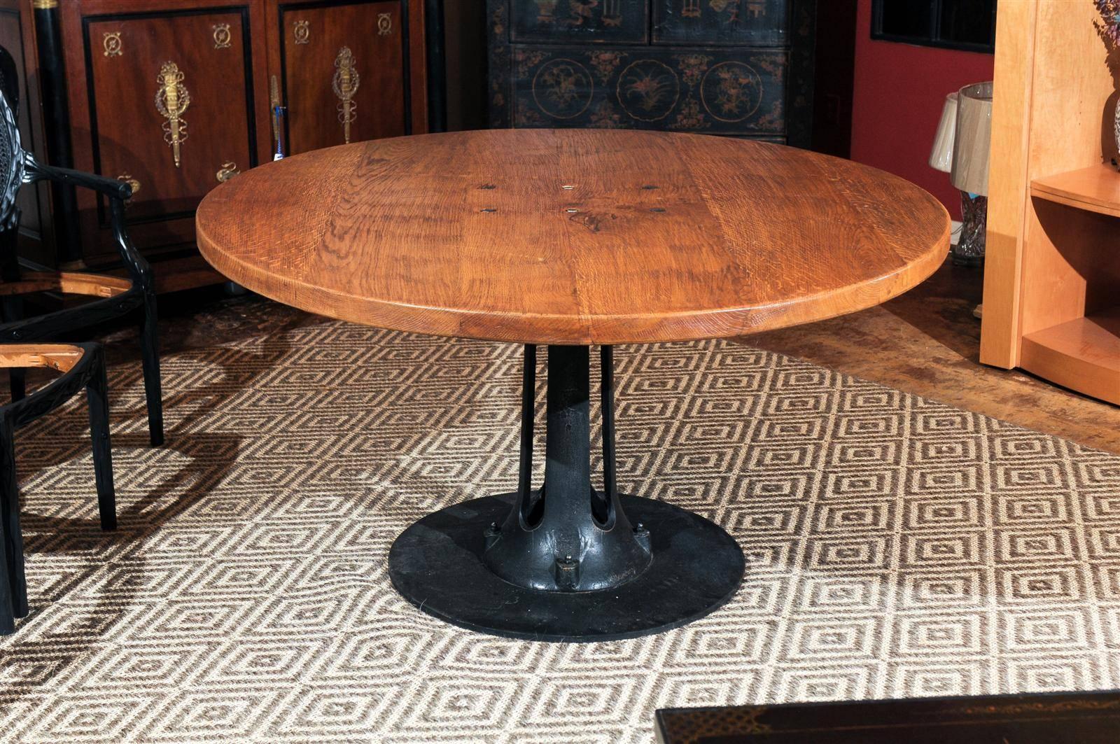Early 20th Century French Industrial Oak Oval Table 1