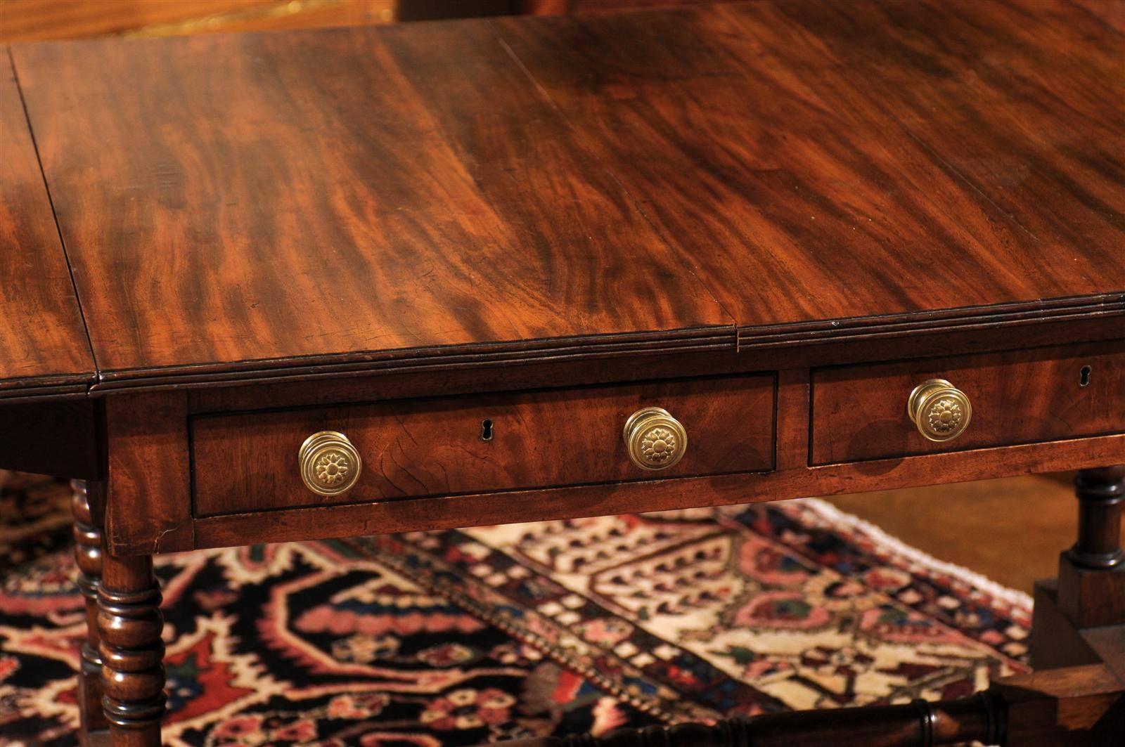 19th Century English Sheraton Mahogany Library Table, circa 1800s