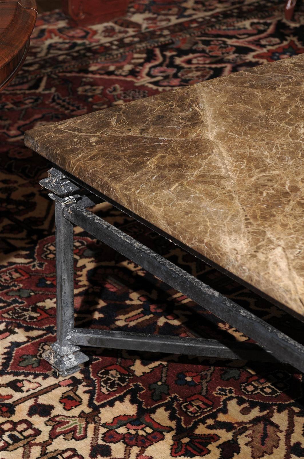 American Iron Base with Marble Top Coffee Table