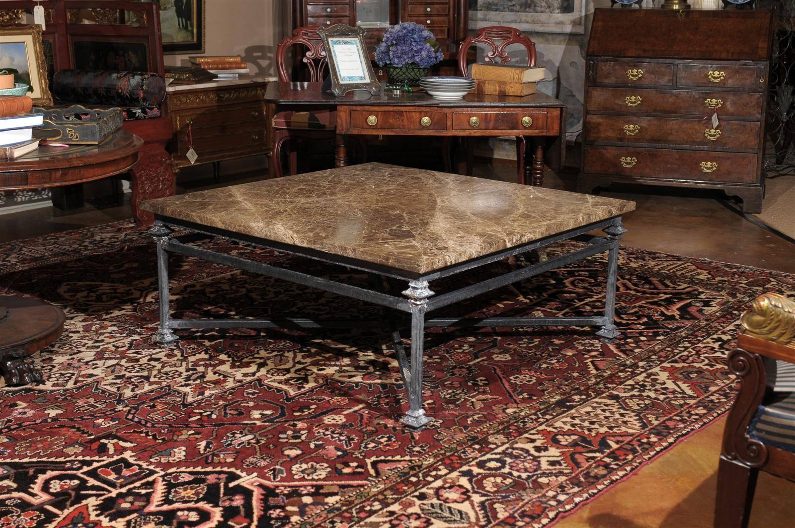 Other Iron Base with Marble Top Coffee Table