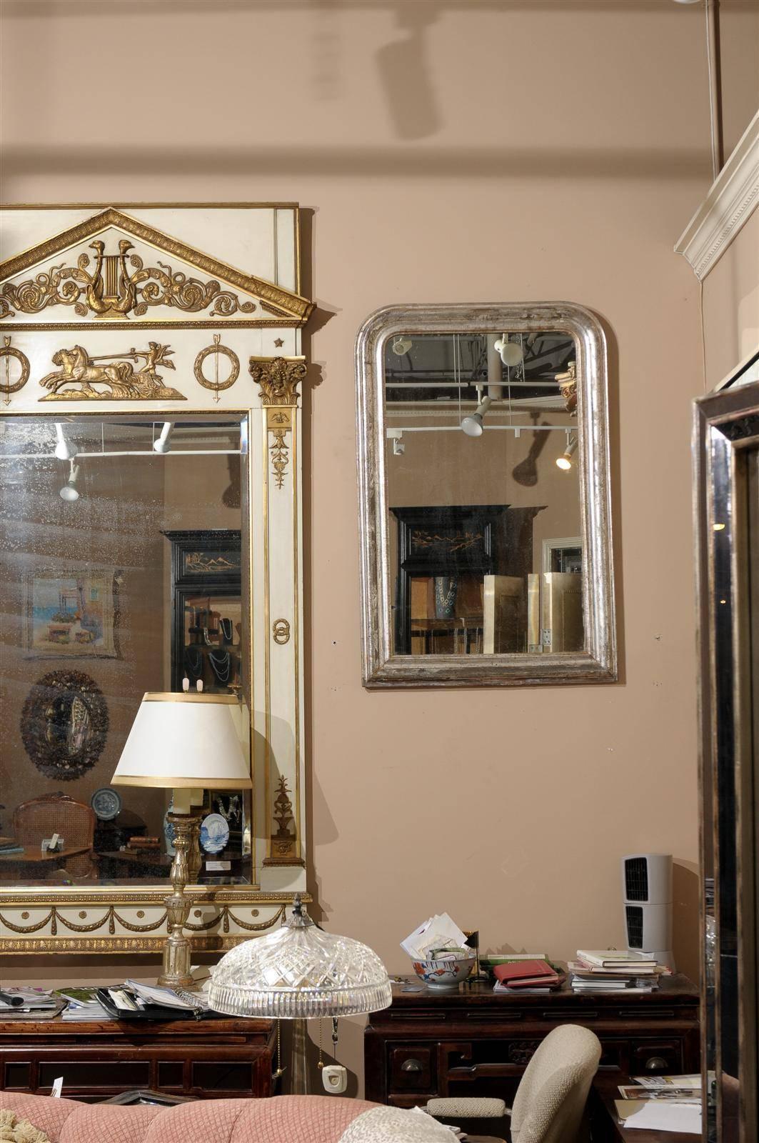 French Silver Leaf Louis Philippe Mirror In Excellent Condition In Chamblee, GA