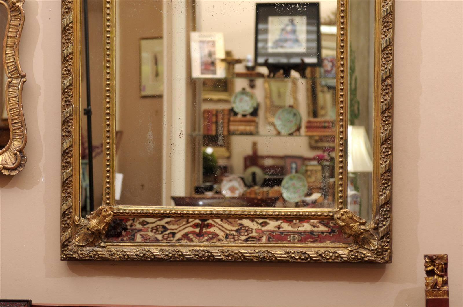 English Gilt Cushion Mirror, Mid-19th Century 4