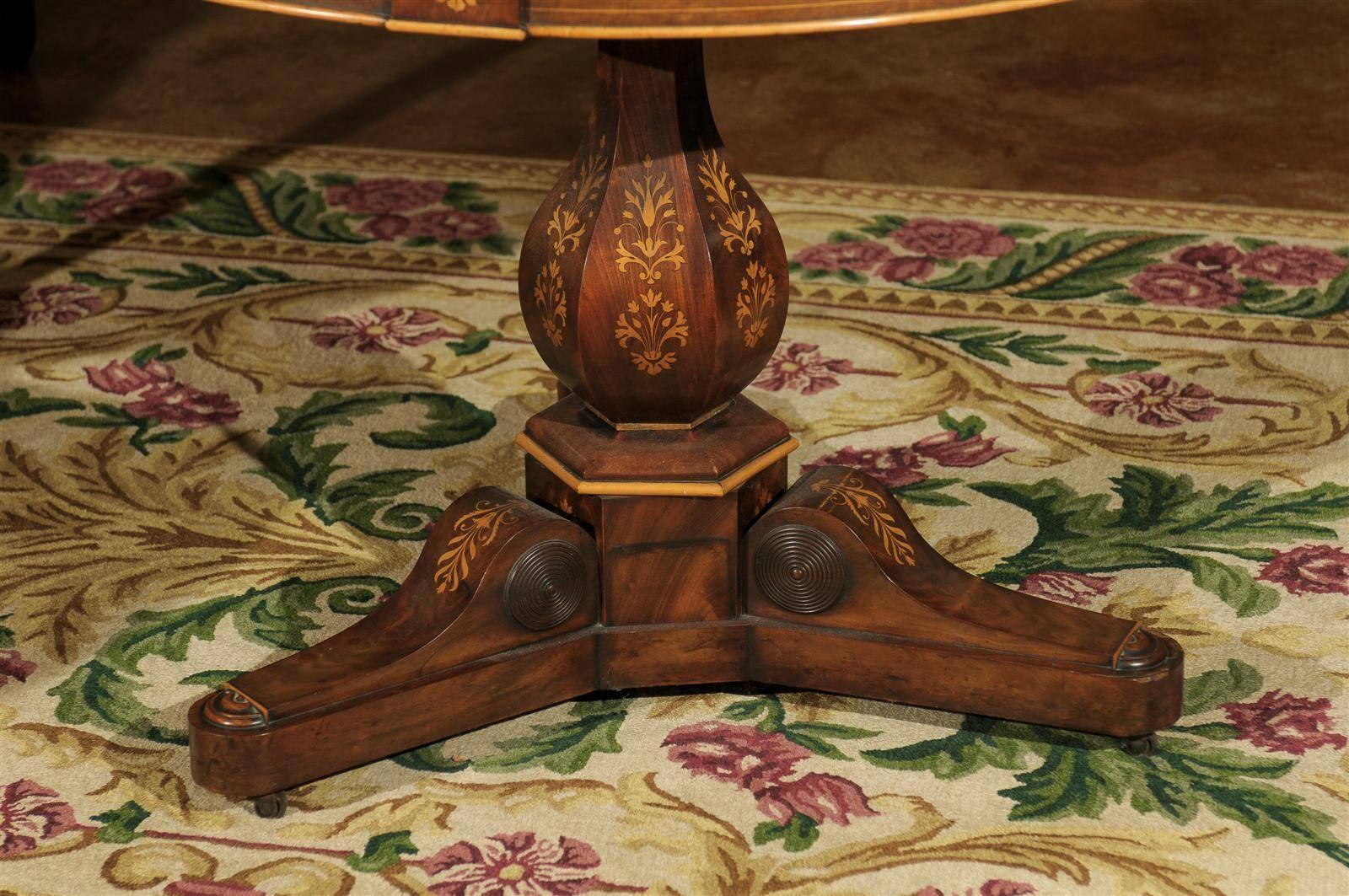 Charles X Centre Table with Inlay and Original Marble, circa 1840 2