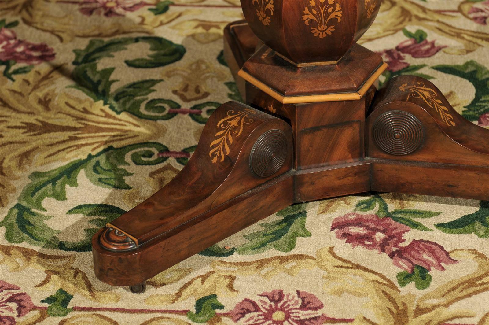 Charles X Centre Table with Inlay and Original Marble, circa 1840 3