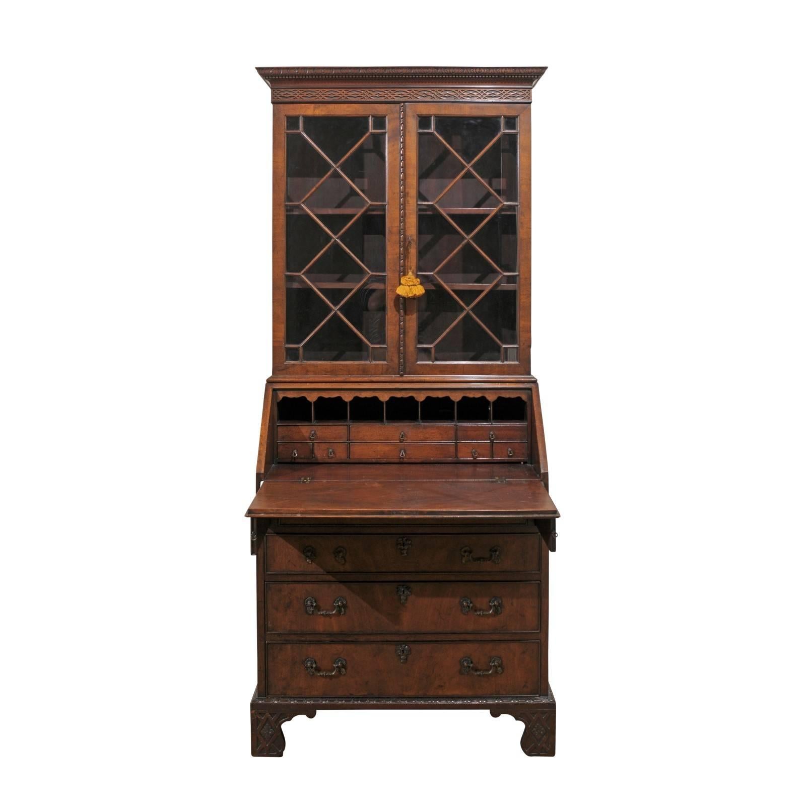 English Chippendale Secretary Bookcase