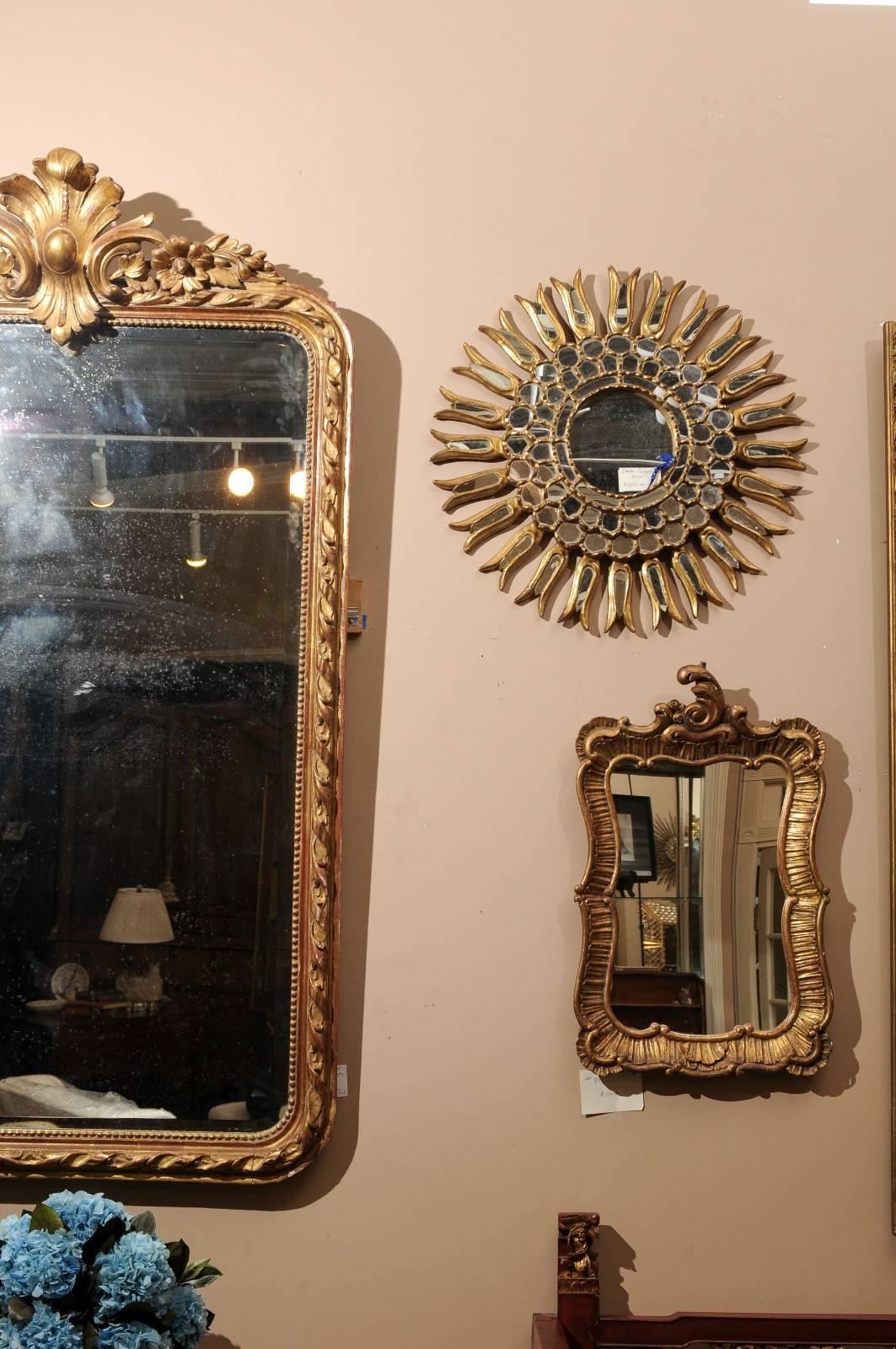 Italian Giltwood Sunburst Mirror For Sale
