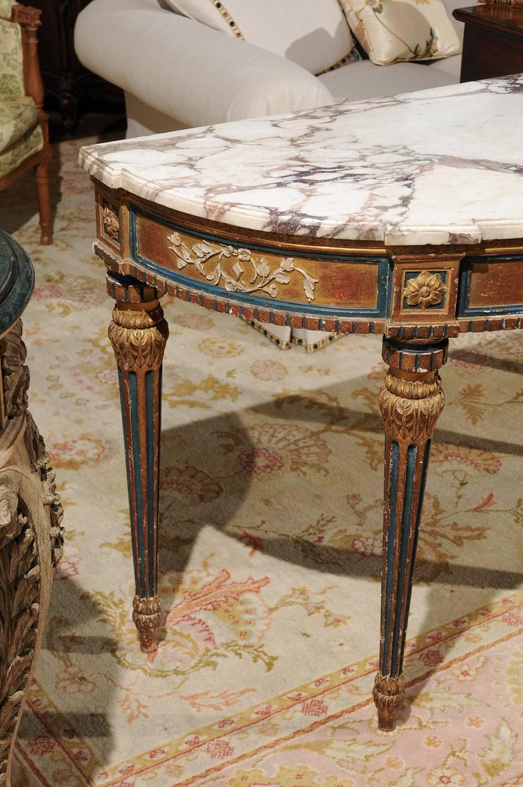 Giltwood Antique Carved and Painted Console Table