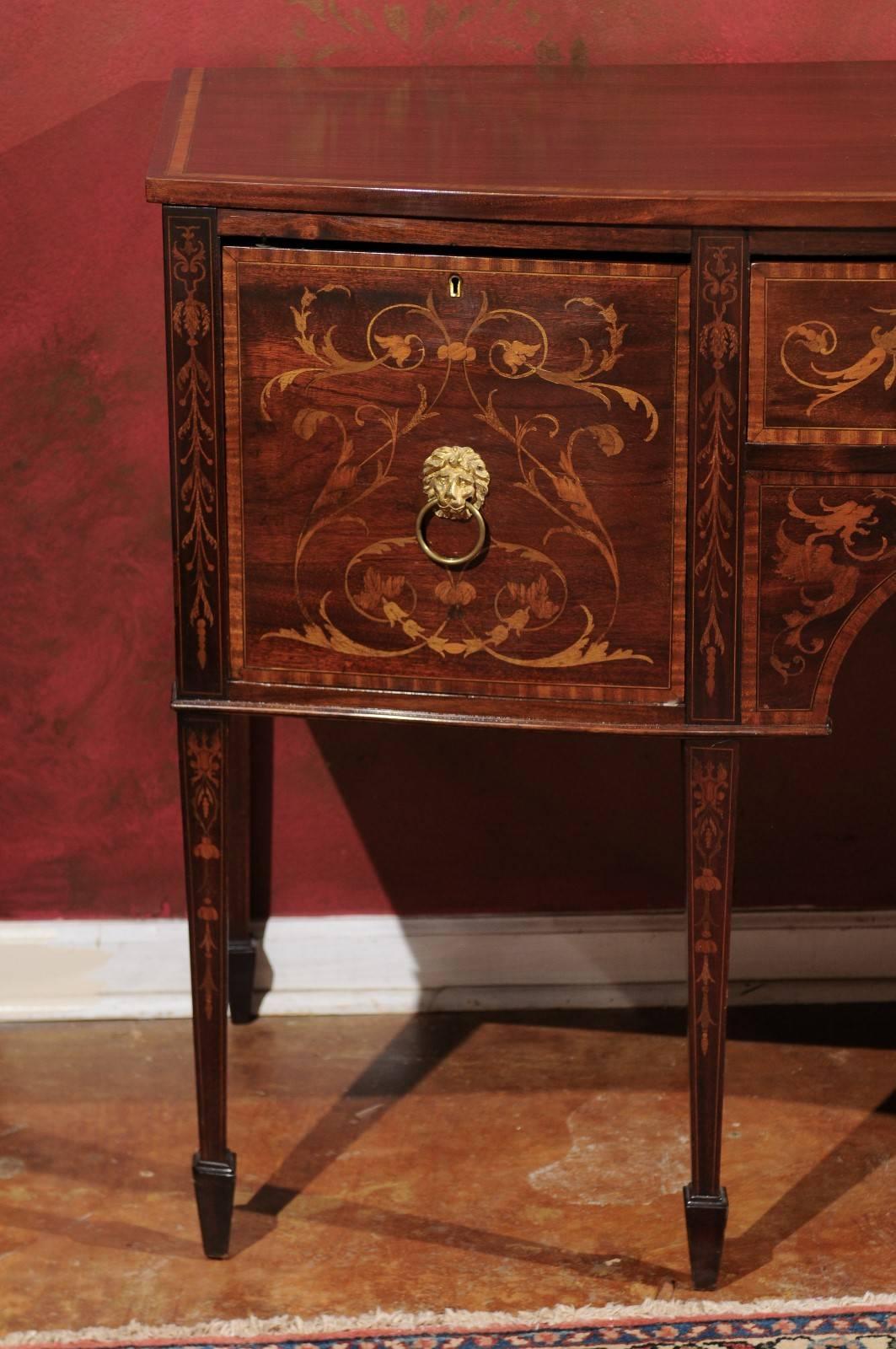 Inlay George III Style Marquetry Inlaid Sideboard