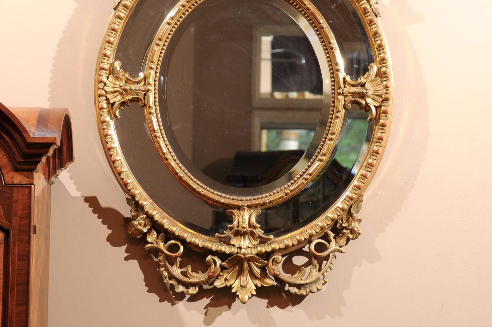Mercury Glass French 19th Century Carved Gold Leaf Mirror