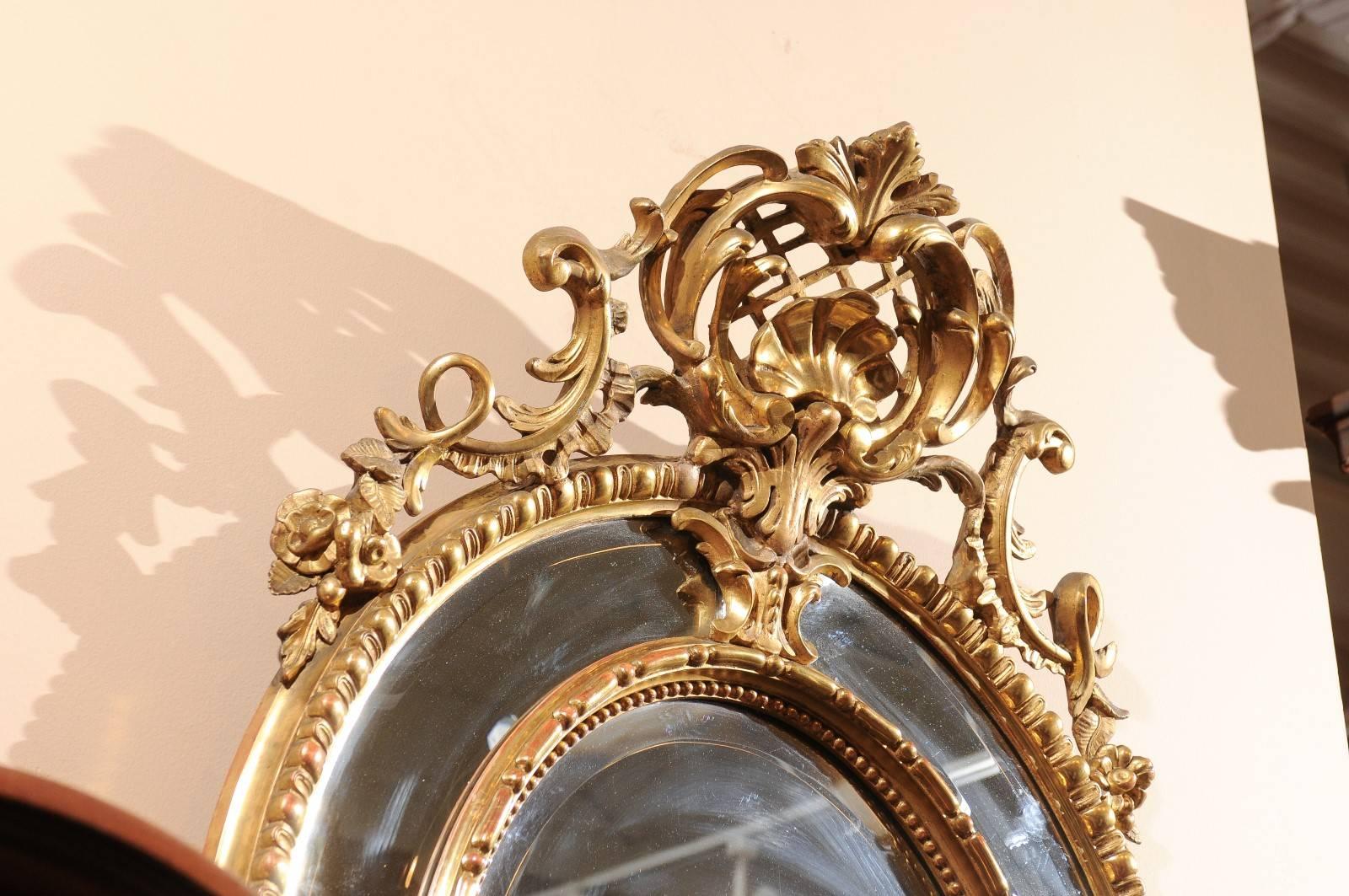 French 19th Century Carved Gold Leaf Mirror 1