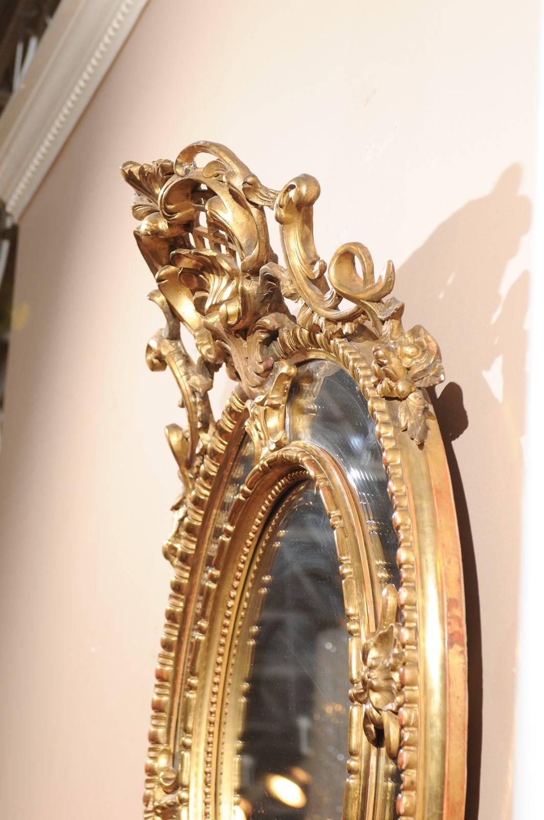 French 19th Century Carved Gold Leaf Mirror 2