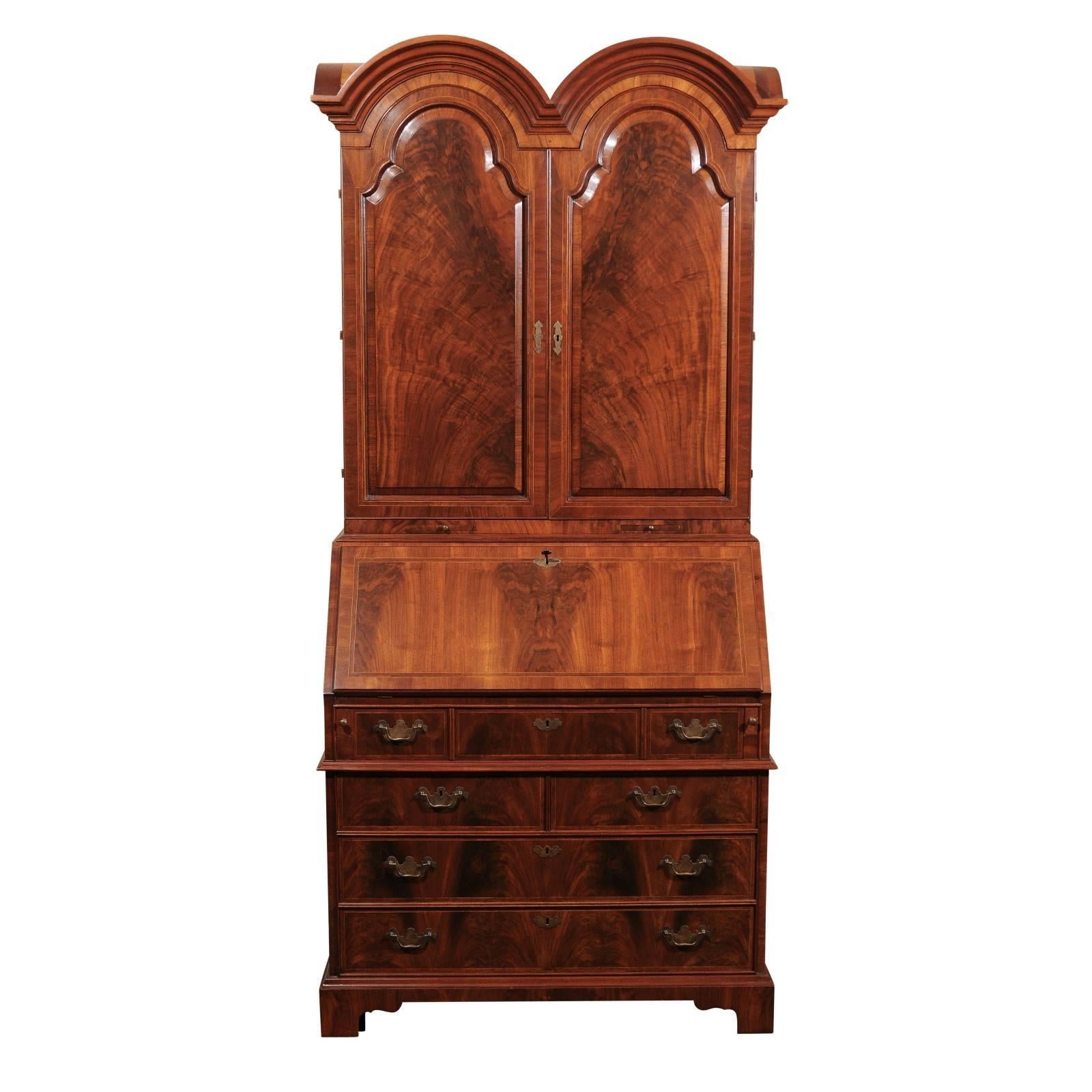 Queen Anne Burl Walnut Secretary For Sale