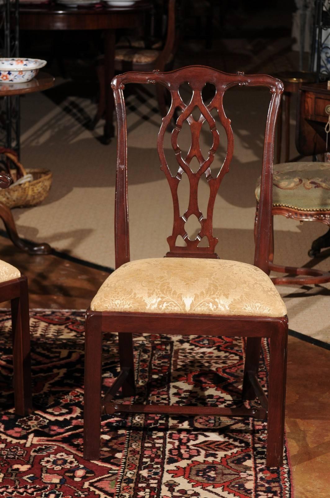 20th Century Set of Eight Mahogany Chippendale Dining Chairs