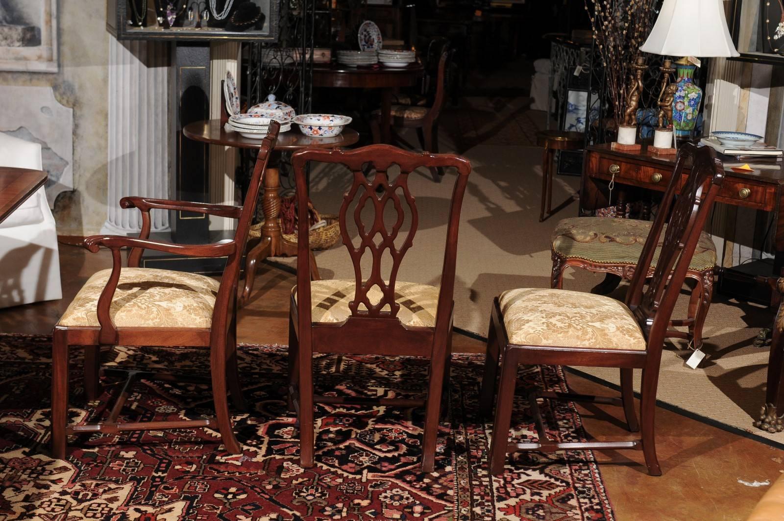 Set of Eight Mahogany Chippendale Dining Chairs 1