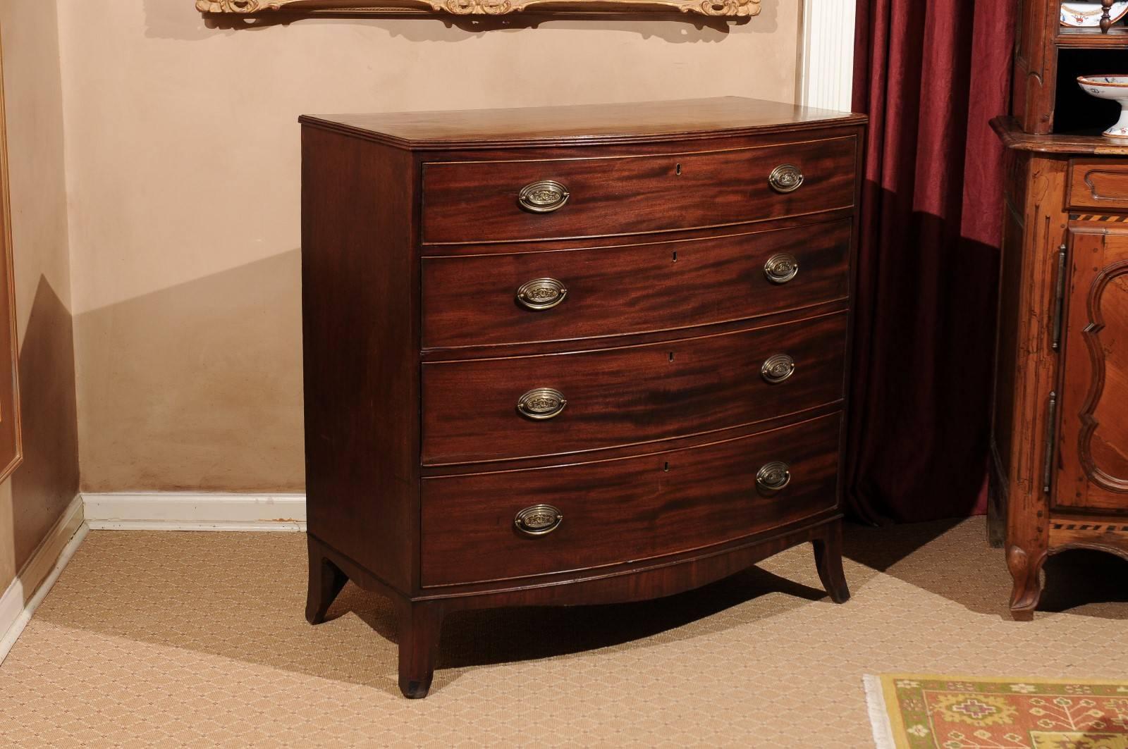Mid-19th Century Mahogany Bowfront Chest In Excellent Condition In Chamblee, GA