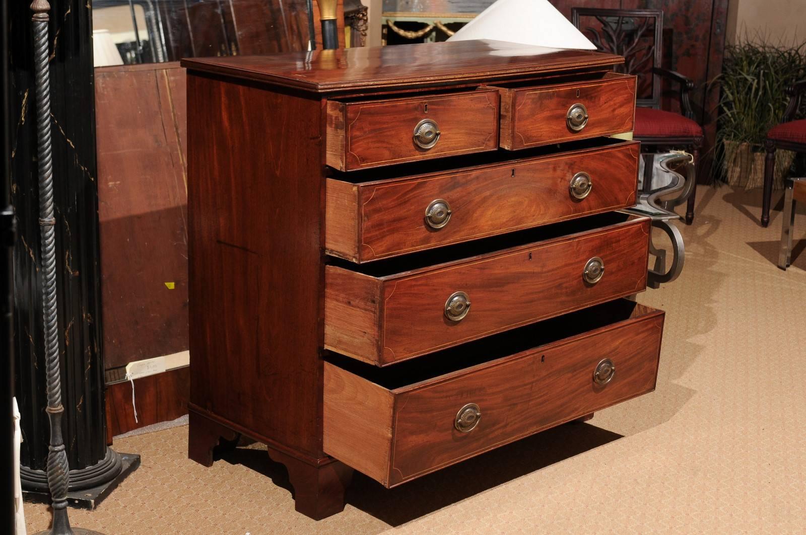 Mid-19th Century Inlaid Mahogany Chest of Drawers In Excellent Condition In Chamblee, GA