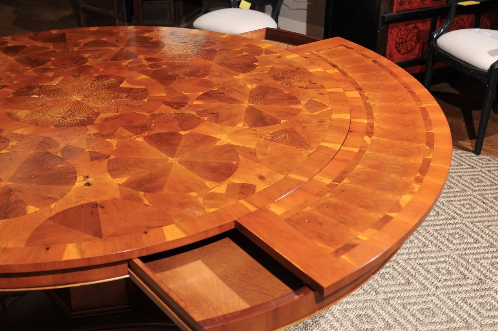 Regency Style Yew Wood Round Dining Table 6