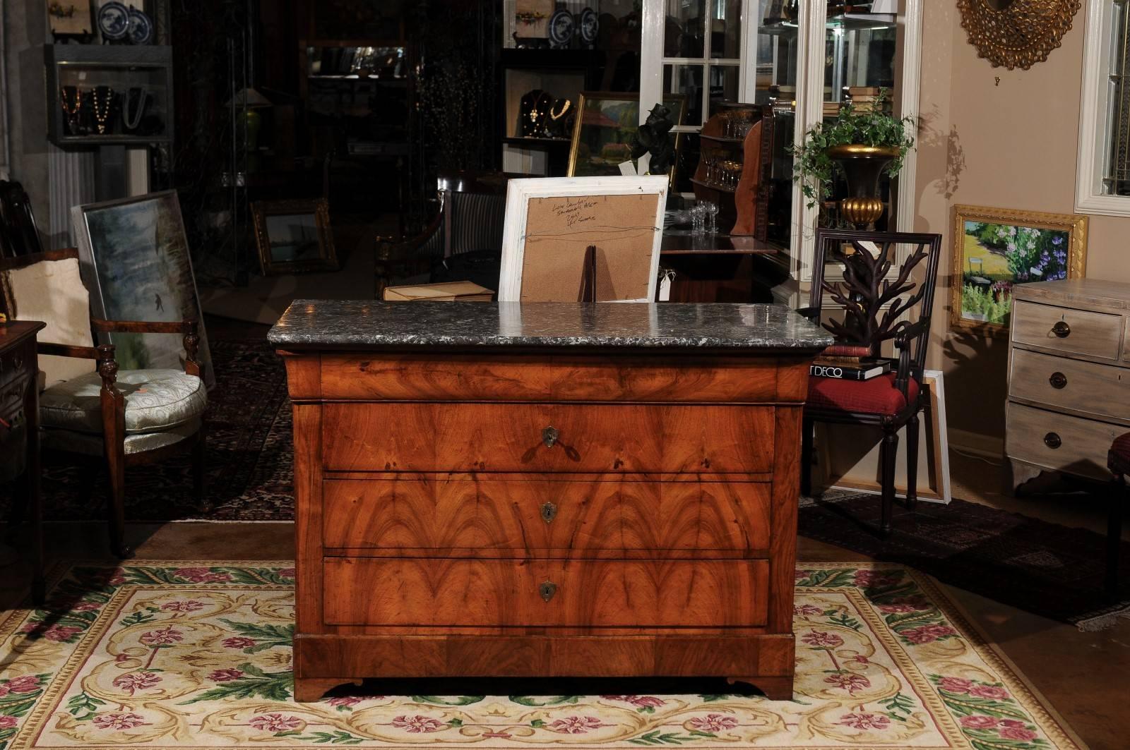 French 19th Century Louis Philippe Burled Walnut Commode