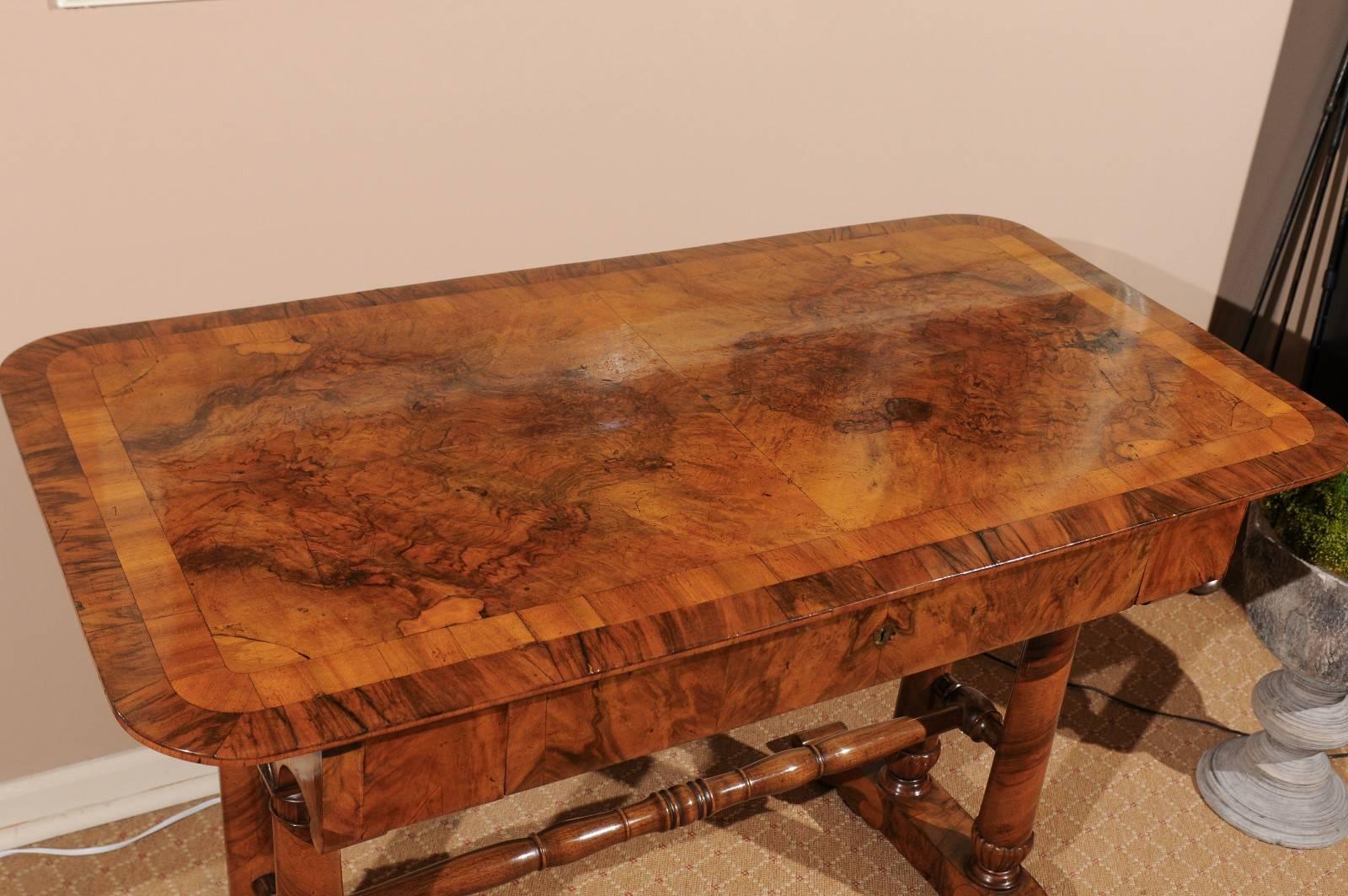 Biedermeier Figured Walnut Writing Table or Side Table 2