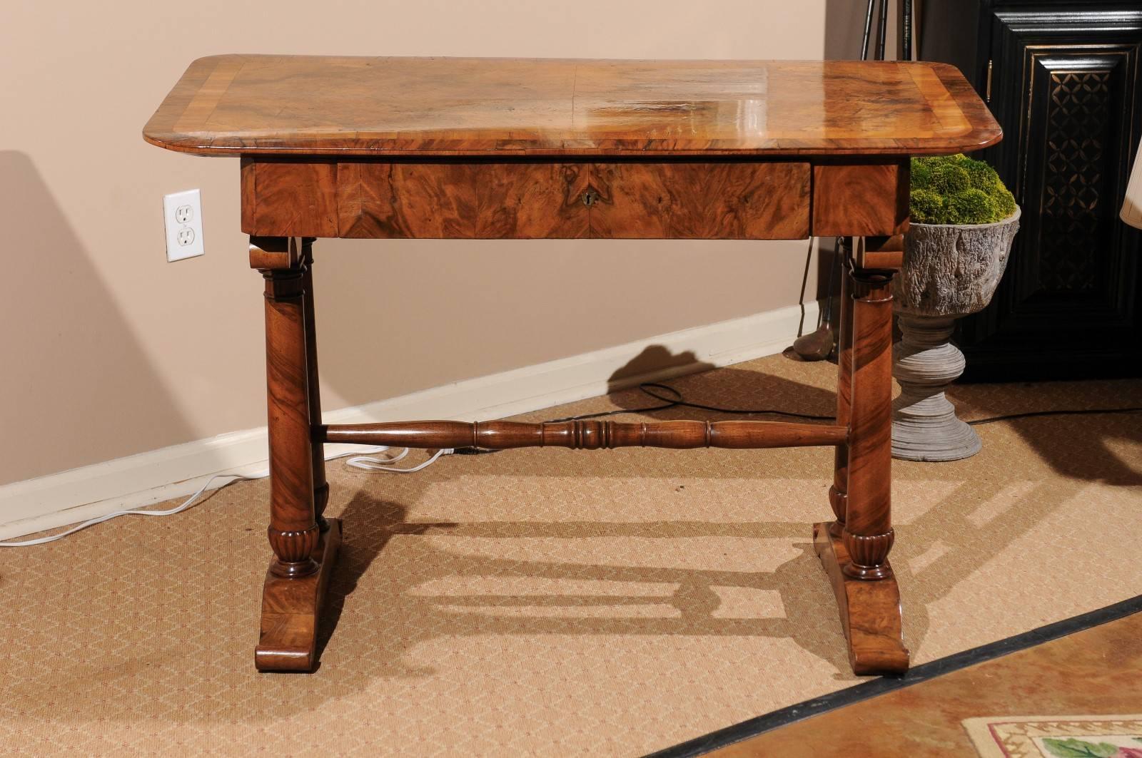 Biedermeier Figured Walnut Writing Table or Side Table 3