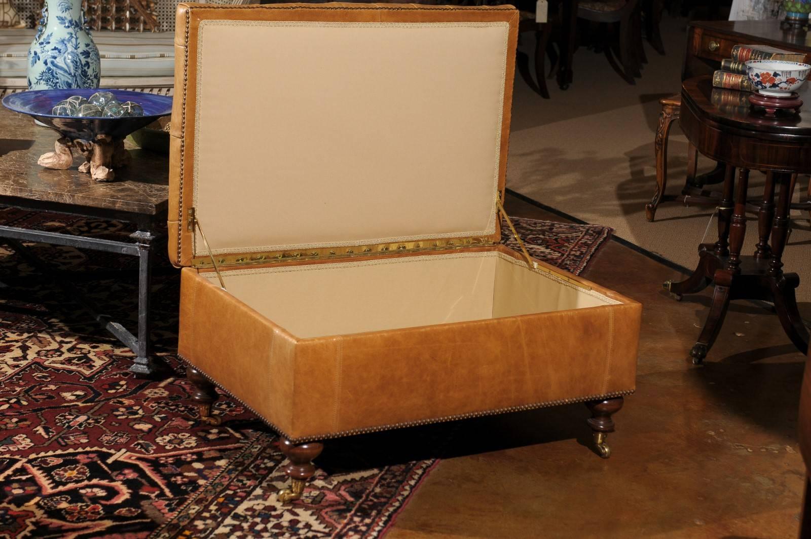 Other Leather Tufted Storage Ottoman