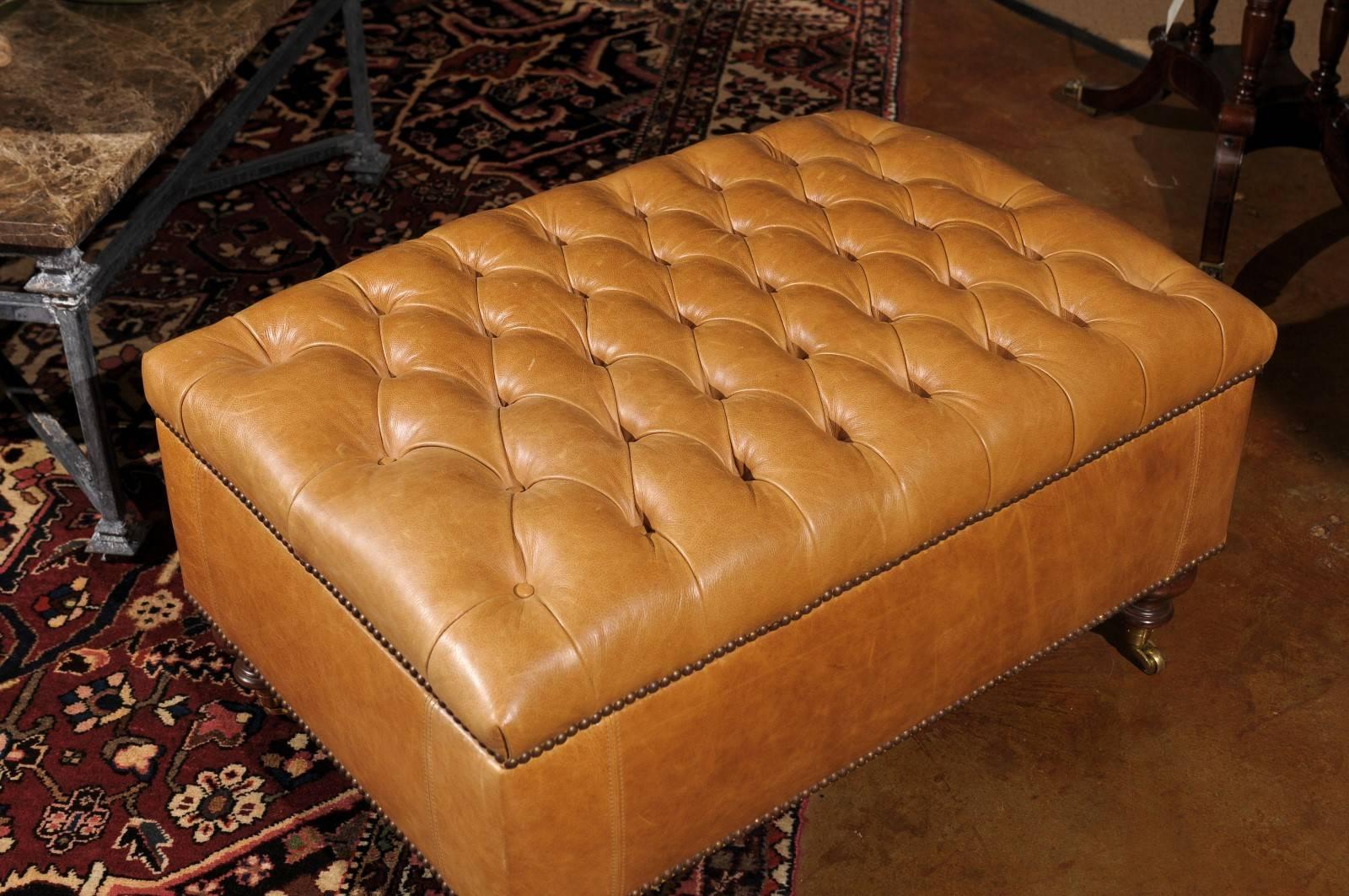 Leather Tufted Storage Ottoman 1