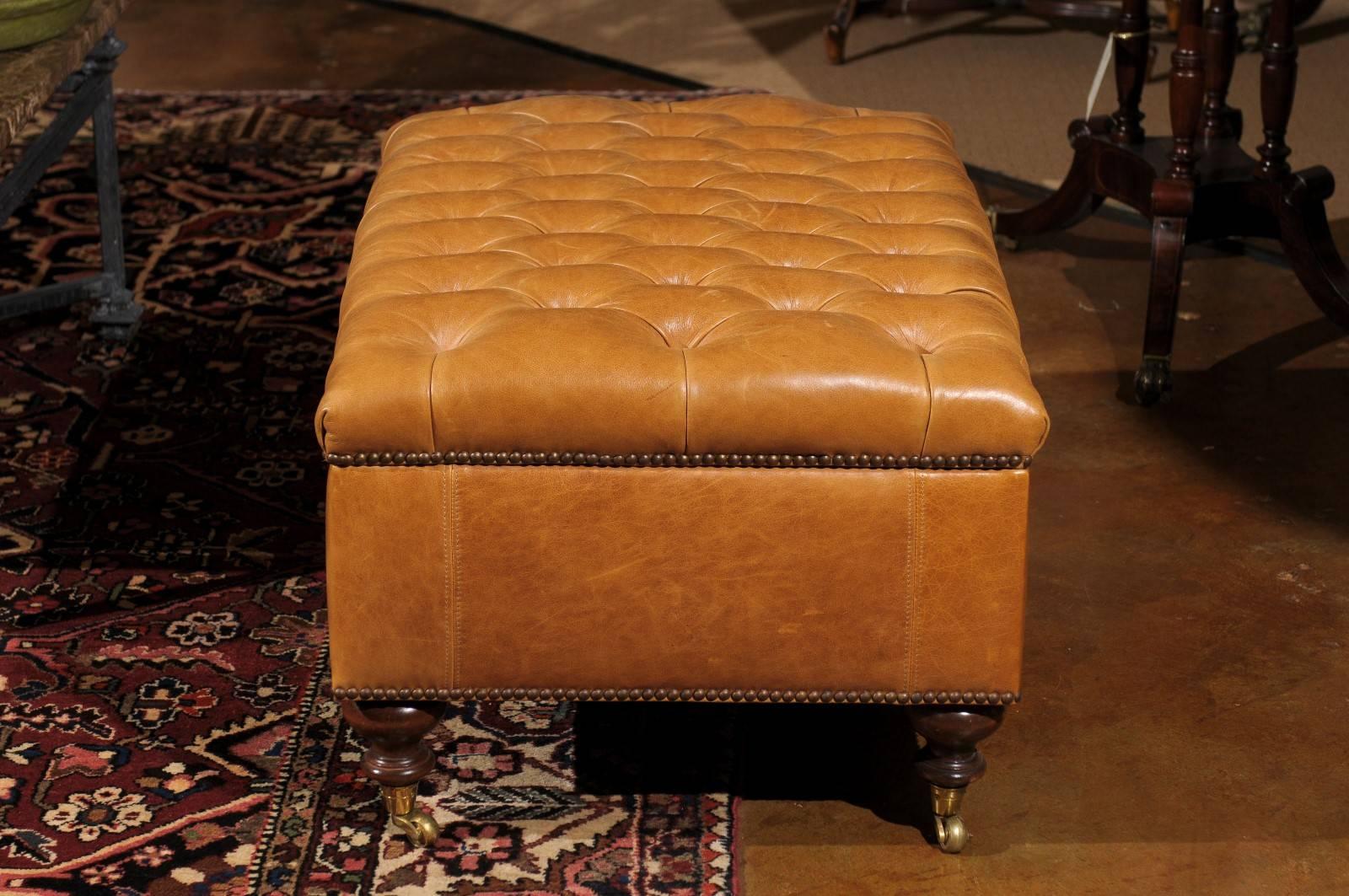 Leather Tufted Storage Ottoman 2
