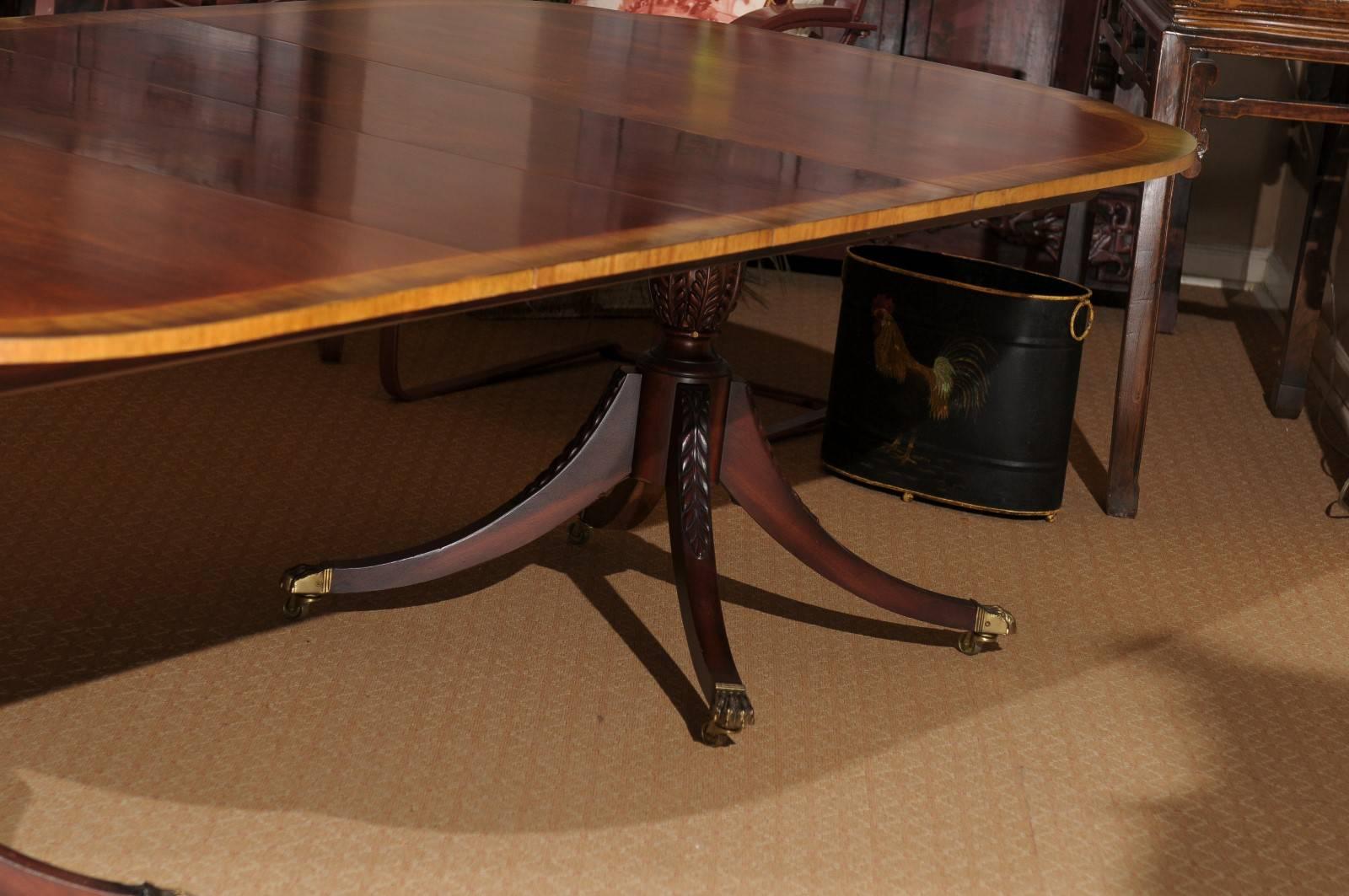 Inlay Georgian Style Baker Double Pedestal Dining Table