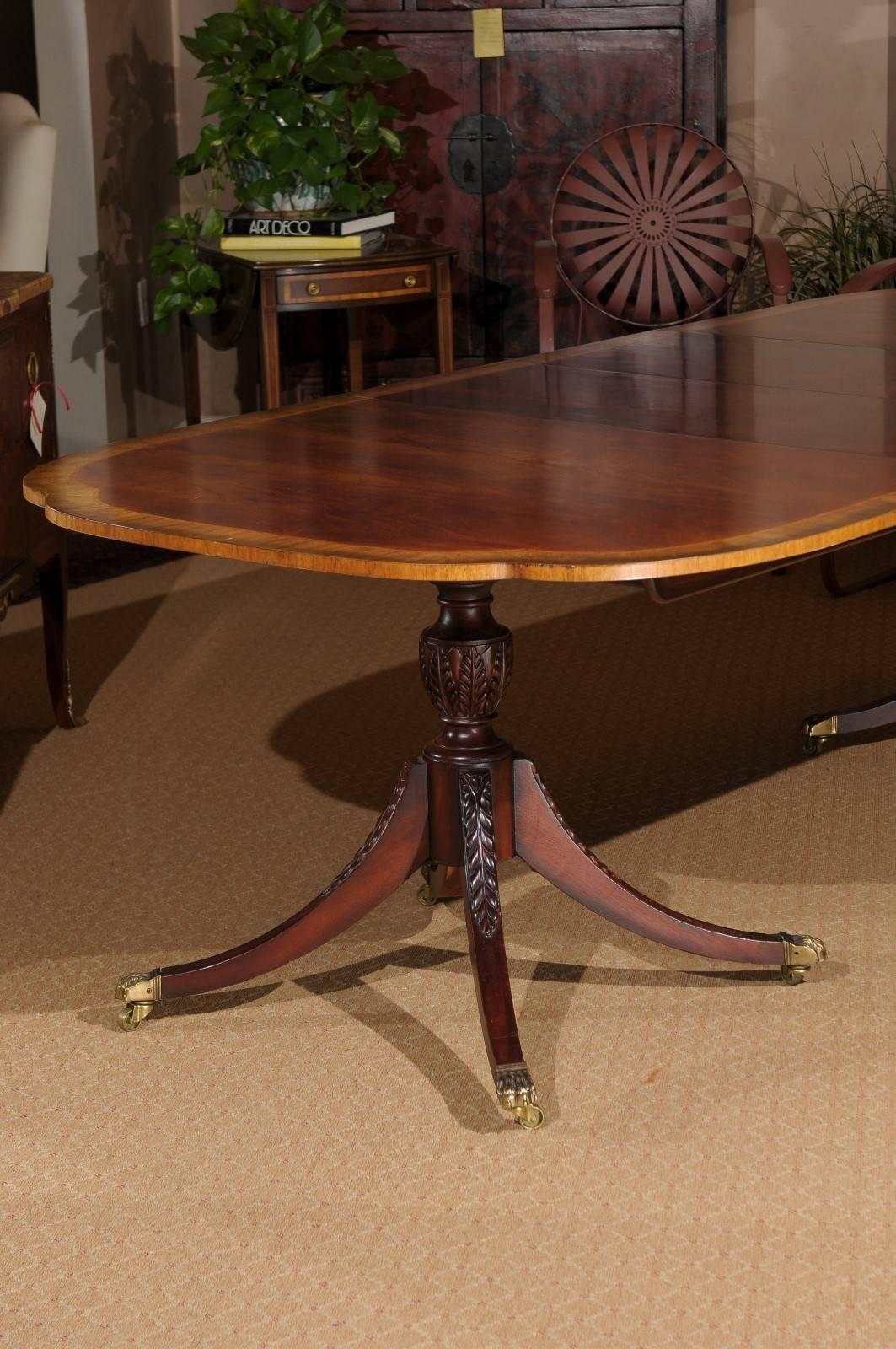 American Georgian Style Baker Double Pedestal Dining Table