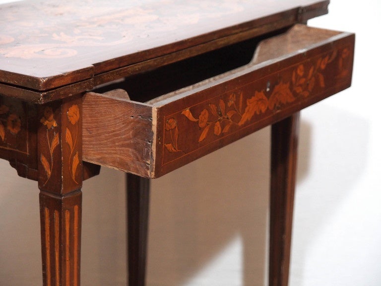 18th Century Antique Dutch Marquetry Fold over Game Table