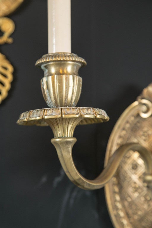 Pair of circa 1900s Caldwell Gilt Bronze Sconces In Excellent Condition In Stamford, CT