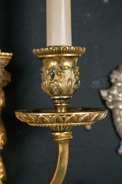 Early 20th Century Pair of circa 1920s Caldwell Gilt Bronze Sconces For Sale
