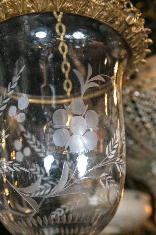 1930s Italian Etched Glass Lantern For Sale 2