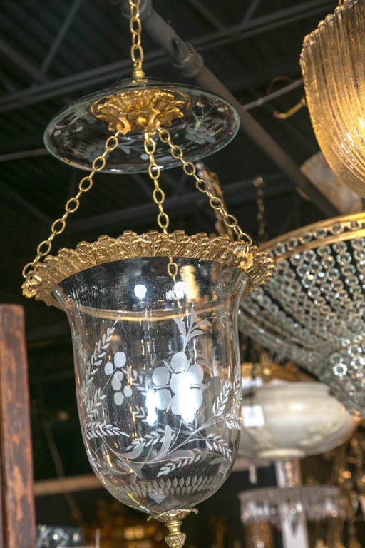 1930s Italian Etched Glass Lantern For Sale 3